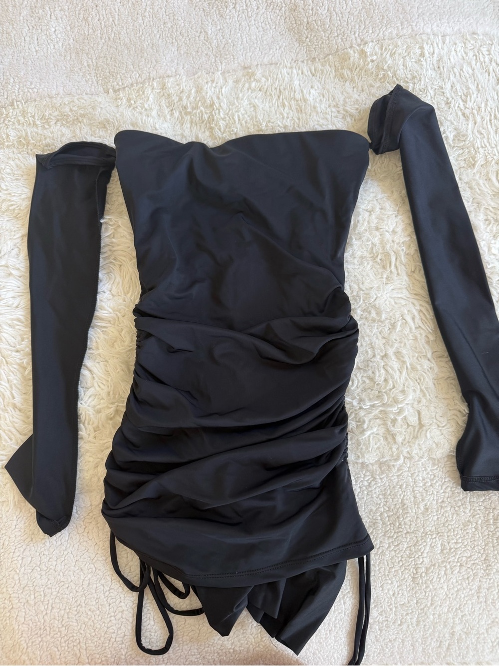 Bumpsuit  black off-the-shoulder ruched maternity mini dress
